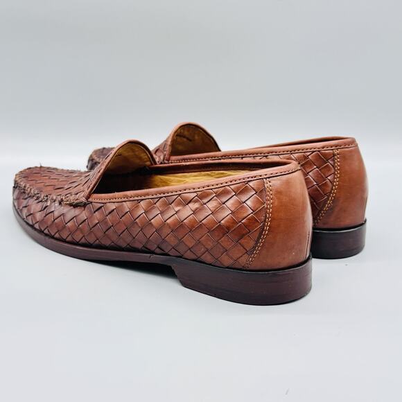 Cole Haan Shoes Mens 3.5 Brown Leather Woven Slip On Loafers Casual Comfort